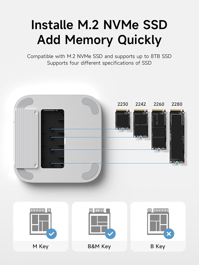 Hagibis Mac mini M4 Hub with M.2 SSD Enclosure &amp Dustproof Stand USB-C Docking Station with M.2 NVMe SSD Case SD4.0 Micro SD 4.0 10Gbps USB3.2 for Mac mini M4 Pro (MC65)
