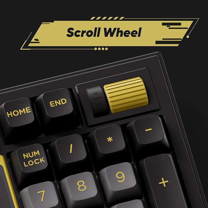 Akko 5098B Wireless Gaming Keyboard with Screen Black &amp Gold Hot-Swappable Mechanical Keyboard with Scroll Wheel Numberpad RGB Gasket Piano Pre Lubed Switch