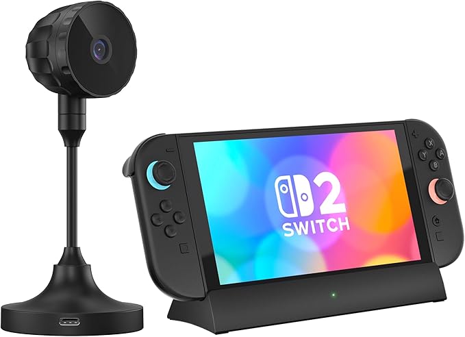 Switch 2 Camera TV Dock Station for Switch 24K@120Hz TV Dock Station 360° Adjustable Webcam with Privacy Cover Multi-Port Docking Station Replacement for Official Switch 2 Dock