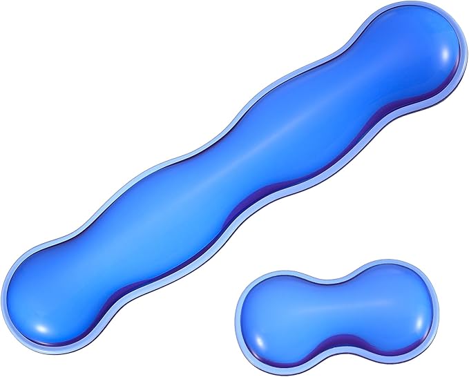 PATIKIL Gel Wrist Rest Ergonomic Silicone Gel Mouse Pad Mouse Wrist Support Cool Touch Cushion for Mouse Computer Laptop Home Office WorkPad Set Blue
