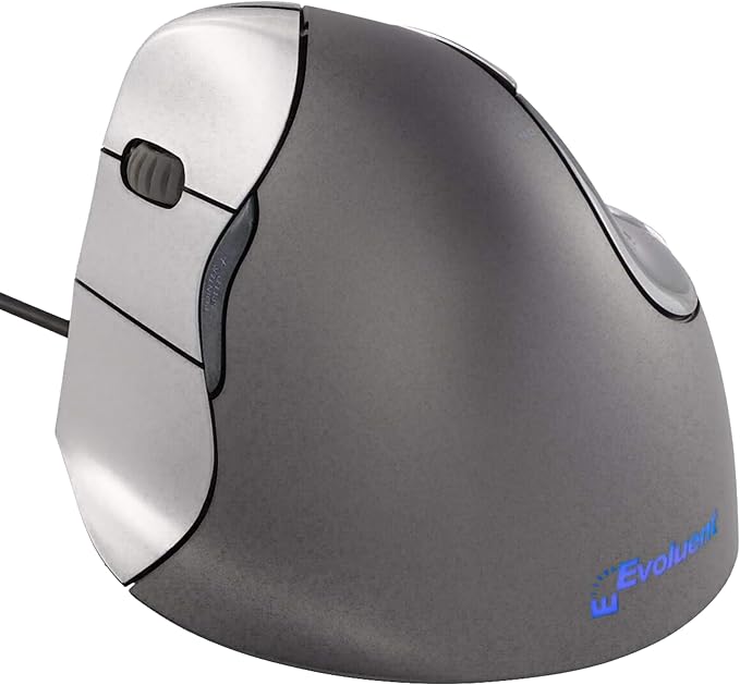 Evoluent – Inventor of The Vertical Mouse – VM4L Ergonomic Vertical Mouse Left Hand Wired USB Sculpted for Comfort Reduces Wrist Strain 4 Speeds 6 Customizable Buttons in Windows
