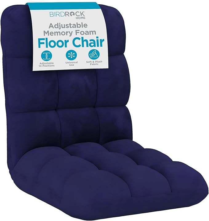 BIRDROCK HOME Adjustable Memory Foam Floor Chair - Ideal for Gaming Reading Meditation - Comfortable and Versatile - Suitable for Kids and Teenagers - Comfy Foldable Floor Seat - Blue