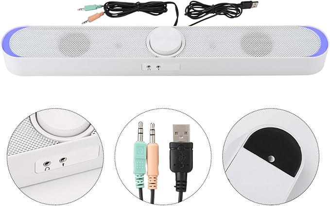 Wireless Speaker PC Speaker Computer Household Desktop Soundbar (White)