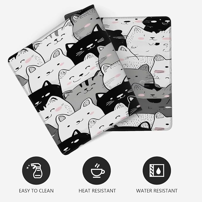 Large Black White Cat Mouse Mat Computer Mousepad with Non-Slip Rubber Base Waterproof Mouse Pad Desktop Keyboard Pad for GamerHome School Laptop Office Accessories16x35.5in
