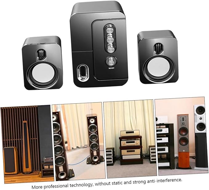 USB Computer Speaker Portable Desktop Loudspeaker Box with 3D Surround Sound and Deep Bass for Laptop Office Use Black