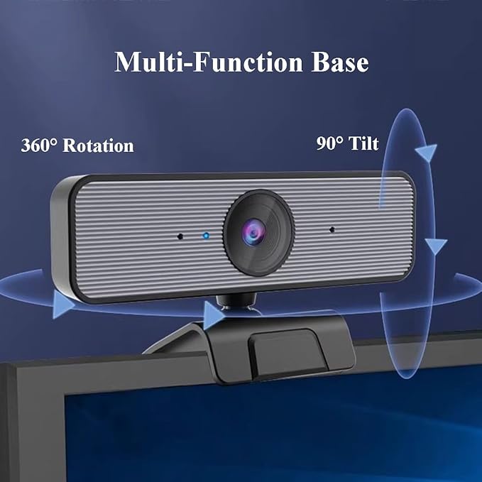 GIZNXBA Webcam with Microphone 2 Noise-Canceling Mics 90° Wide-Angle Lens &amp Autofocus Plug and Play Auto Light Correction PC Camera for Streaming Gaming Works Online Teaching(1080p)