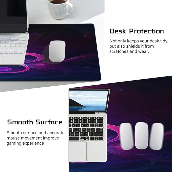 Purple Abstract Music Note Large Mouse Pad Gaming Mousepad Desk Mat for Desktop Computer Keyboard Waterproof Mouse Mat Desk Pad with Non-Slip Base for Game School Office Home 35.4 x 15.7