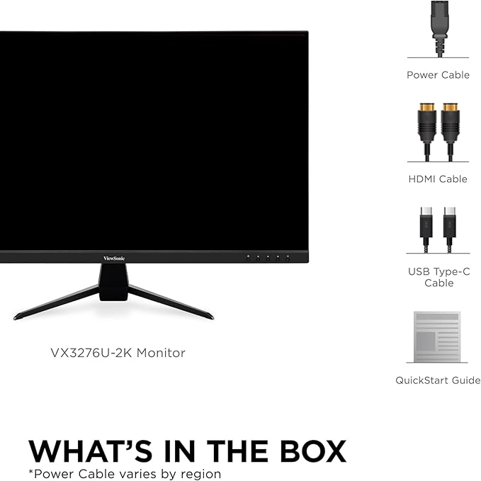 ViewSonic VX3267U-2K 32 Inch 1440p IPS Monitor with 65W USB C HDR10 Content Support Ultra-Thin Bezels Eye Care HDMI and DP Input Black