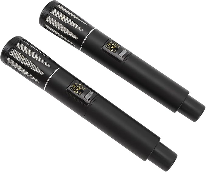 Acouto Professional UHF Cordless Dynamic Mic Microphone System Metal with Rechargeable Receiver 6.35mm F Wedding DJ Party Speech Use 240ft No Tangled Cords Plug and Play (Black)
