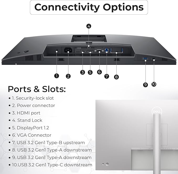 ANYHDD Dell P2725H 27 Full HD 1920 x 1080 Monitor - 1 Year Warranty Computer Monitor Screen Bundle with Power Cable USB 3.0 Upstream Cable DisplayPort + HDMI Cables + Cloth