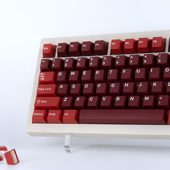 Custom PBT Keycaps 173 Keys Double Shot Cherry Profile Keycap Minimalist Red Key caps Set with Key Puller for Mechanical Keyboard Compatible with ANSI ISO Layout