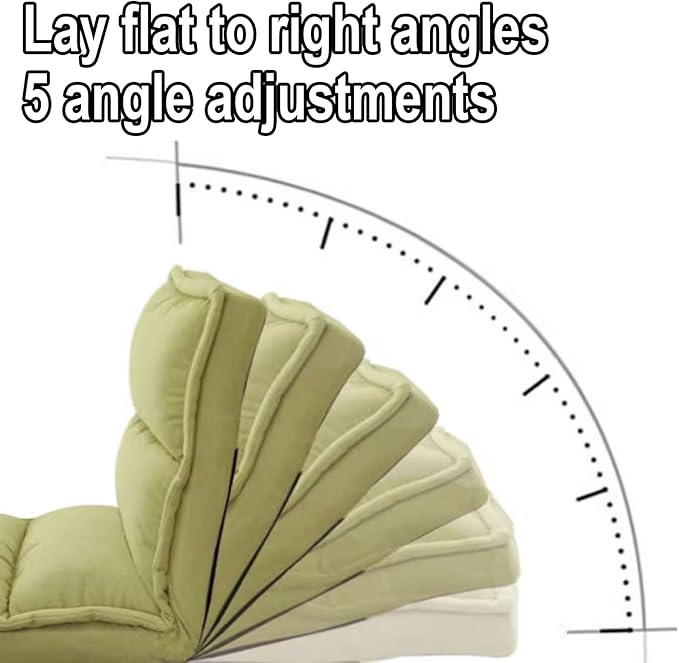 Floor Seating Indoor Chaise Lounge with 5 Adjustable Positions Adjustable Back Support Cotton and Linen Fabric Sofa Chair Video Gaming Chair for Home Office(Green50 * 116 * 16CM)