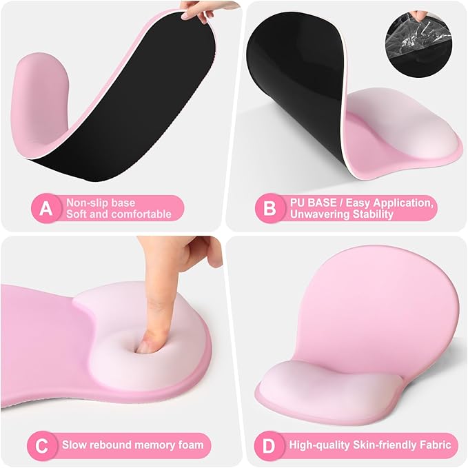 4-in-1 Large Gaming Mouse Pad Keyboard Wrist Rest Pad &amp Wrist Support Mousepad Set Extended Desk Pad Waterproof Desk Mat for Girl Women Home Office Decor Study Game 35.4×15.7 Inches I Soft Pink