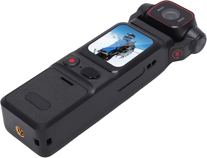 4K Handheld Vlog Camera with 180 Rotation Screen 140 Wide Angle Lens 720P/120fps High Speed Recording 6 Axis Gyroscopefor Videos Travel Car Vlog