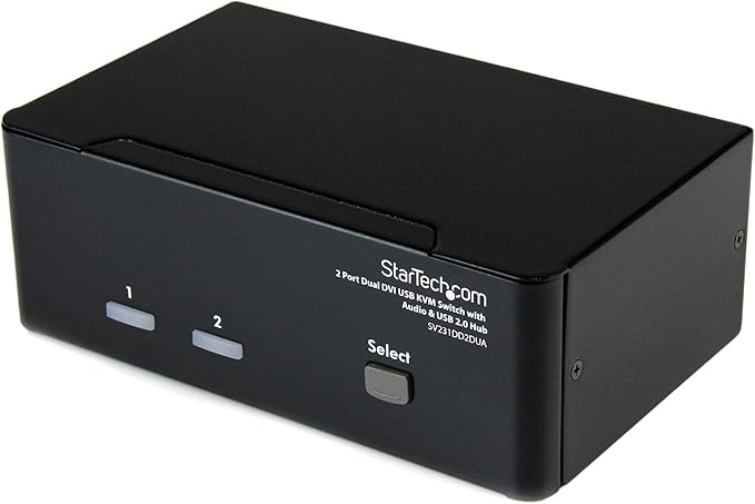 StarTech.com DVI KVM Switch with Audio &amp USB 2.0 Hub – 2-Port USB KVM Switch - 1920 x 1200 - Dual Monitor KVM Switch  TAA (SV231DD2DUA)