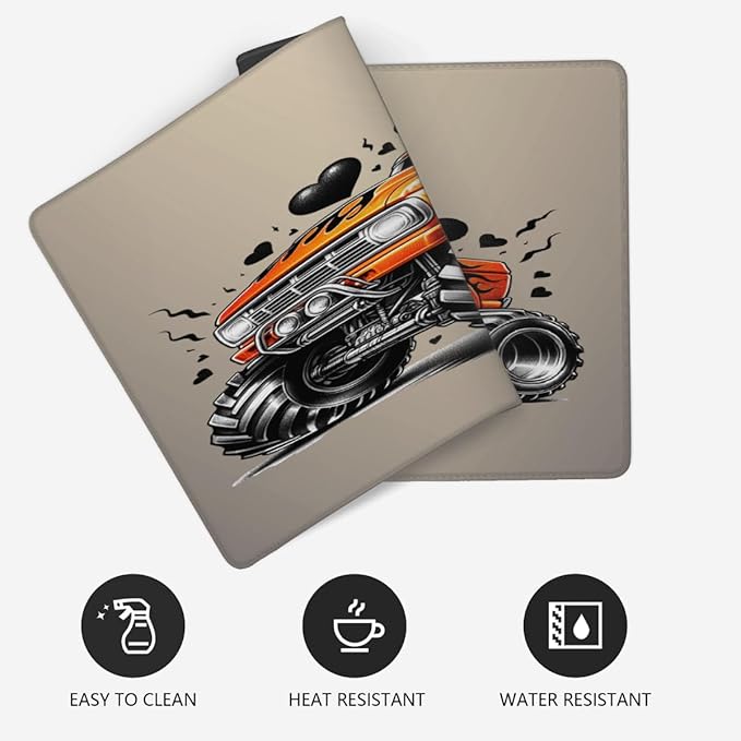 Orange Car Truck Large Mouse Pad Gaming Mousepad Desk Mat for Desktop Computer Keyboard Waterproof Mouse Mat Desk Pad with Non-Slip Base for Game School Office Home 35.4 x 15.7