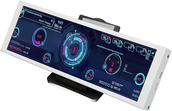 ASHATA 7.9in PC Temp Monitor PC Temp Monitor with Visual Theme Editor Metal Case CPU GPU SSD Data Temperature Monitor Panel for AIDA64 Hardware Driver Board