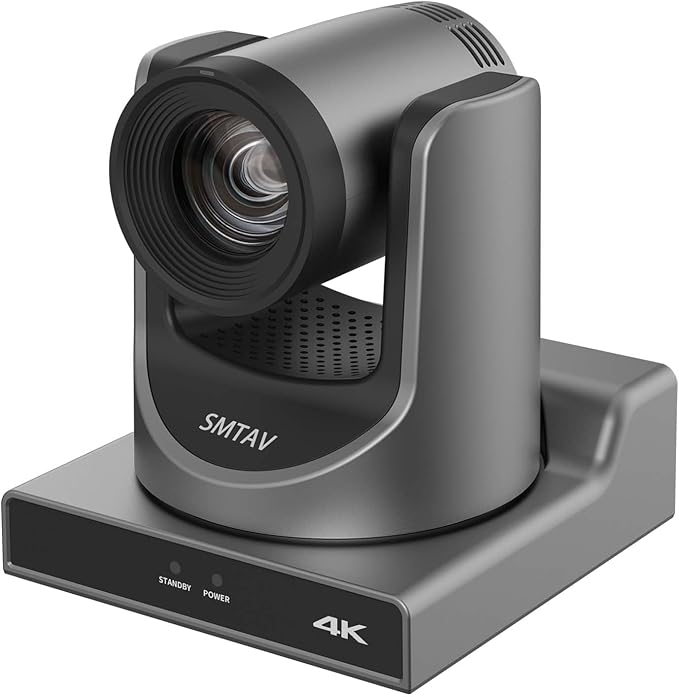 SMTAV 4KP60UHD 20X Optics Zoom PTZ Camera Support AI Auto Tracking and POE with Network IP Live Streaming Simultaneous NDMi 3G-SDI and USB2.0 Video Output for Conferences Church Teaching