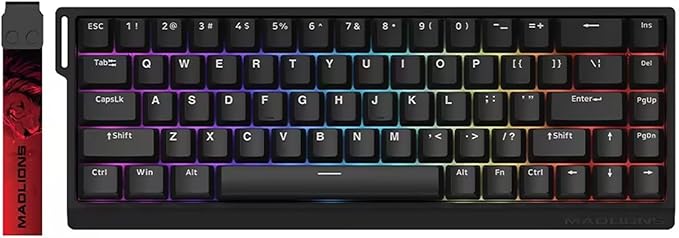 Hyekit x FGG MADLIONS MAD 68 HE RGB 60% Wired Magnetic Switch Gaming Keyboard with Adjustable Actuation 8000 Hz Polling Rate Rapid Trigger Mode Hall Effect Switches for PC/Mac Black