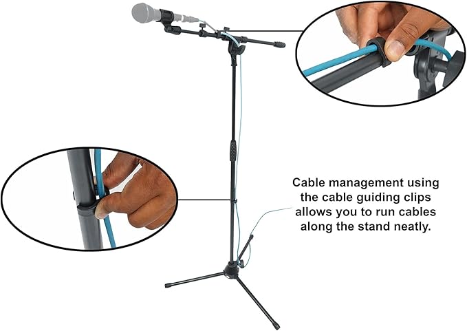 Rockville RMM-XLR Bundle: (2) Dynamic Cardioid Metal Microphones with 10' XLR Cables (2) RVMIC1 V2 Pro Tripod Microphone Stands with Telescopic Boom Metal Joints 4-items