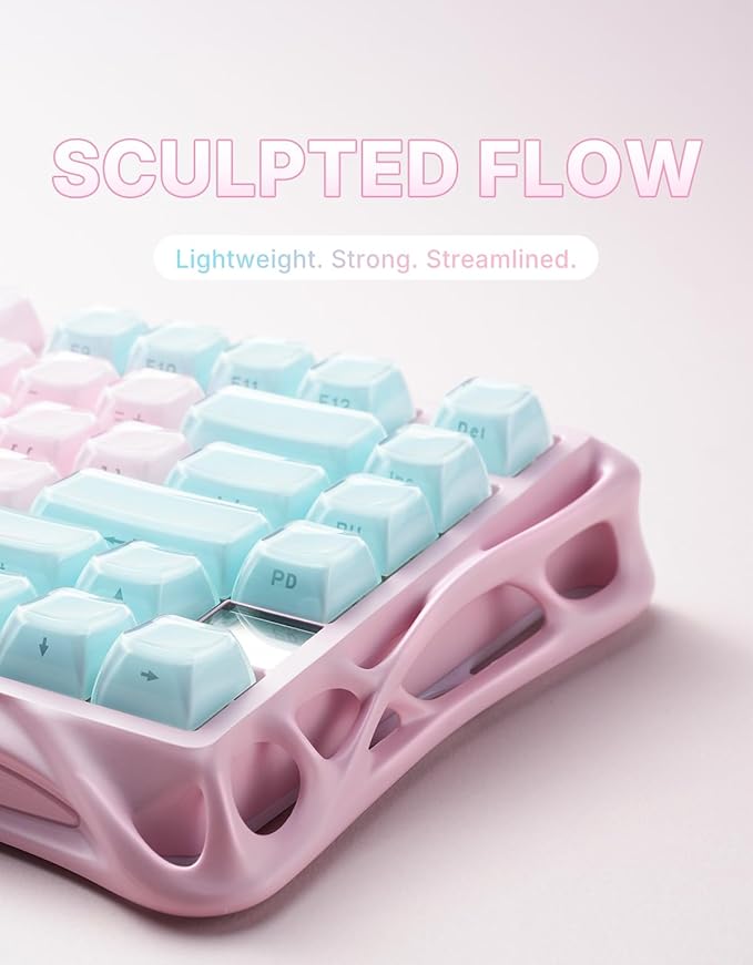 GravaStar Mercury K1 Lite 75% Gaming Keyboard 2.4GHz/BT/Wired Tri-Mode Wireless Keyboard Gasket Hot Swappable Mechanical Keyboard Pre-lubed Linear Switches Jelly Keycaps RGB Backlit (Lumen Rose)