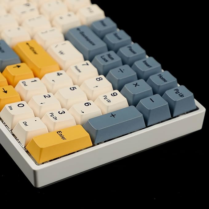 145 Apricot Yellow Korean Dye-Sub Mac Keycaps Thick PBT Cherry Profile Key caps for TKL 61 64 68 75 87 96 104 108 GMMK MX Mechanical Keyboard