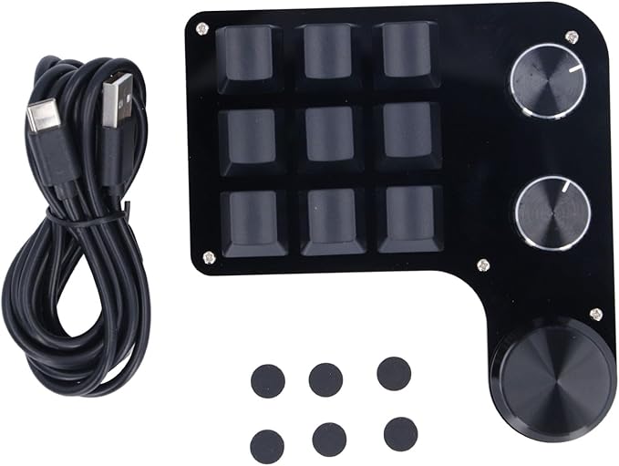 Yosoo USB Mini Macro Mechanical Gaming Keyboard Programmable 9 Keys 3 Knobs Red Switch RGB LED Onboard Storage Wired Keypad