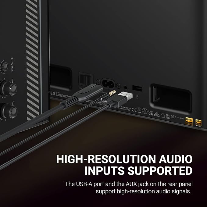 Edifier QD35 Tabletop Bluetooth Speakers Hi-Res Audio &amp Hi-Resolution Sound Wireless Certified Computer Loudspeaker 35W GaN Ultra-Fast Charging Splendid Light Effects Home Speaker for Phone Bl