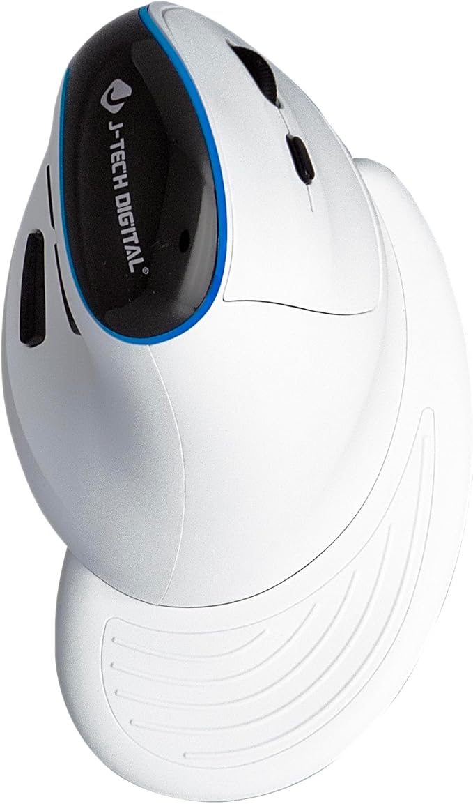 J-Tech Digital Vertical Ergonomic Wireless Mouse – Bluetooth Dual Mode + USB Dongle Rechargeable 2.4GHz Adjustable DPI 3200 for Laptop Desktop PC Mac [V638W]