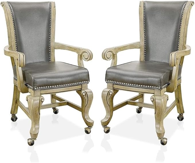 Furniture of America Enschede Faux Leather Gaming Chair in Gray (Set of 2)