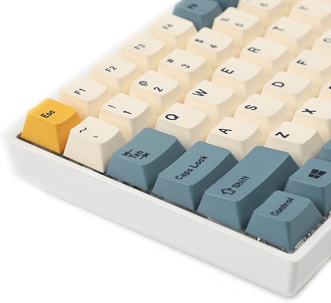 YMDK 145 Apricot Yellow Dye-Sub Mac Keycaps Thick PBT Cherry Profile Key caps for TKL 61 64 68 75 87 96 104 108 GMMK MX Mechanical Keyboard