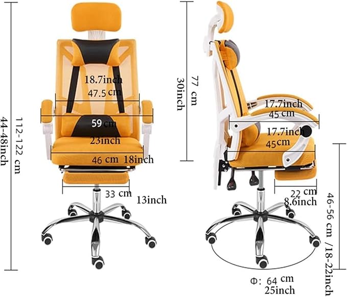 Chair Office Chair with Foot Rest Ergonomic Mesh Desk Chair Lumbar Support Computer Chair with Adjustable Headrest Swivel Task Chair Adjustable Height Gaming Chair (Color : /Blue)