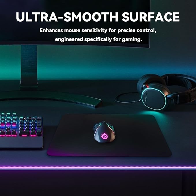 Glass Gaming Mousepad Professional Artisan 350 * 260 * 3.2mm Large Mouse Pad Provides Improved Precision and Speed for Keyboard Mouse (Black)