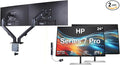 HP Series 7 Pro 24 WUXGA IPS Monitor with 5ms Response Time Anti Glare Flicker Free Swivel Pivot VESA Mount (100mm) Displayport HDMI Black/Silver 2 Pack w/DKZ Hub &amp ErgoFlexy Dual Mount A