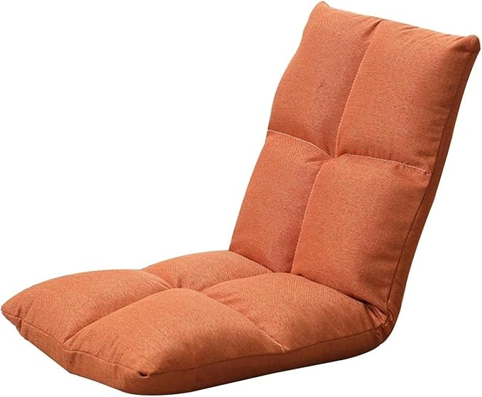 ELEFOCUS Folding Sofa Chair Folding Floor Chair 5 Levels Adjustable Detachable and Washable Lazy Chair for Bay Window Living Room(OrangeSmall)