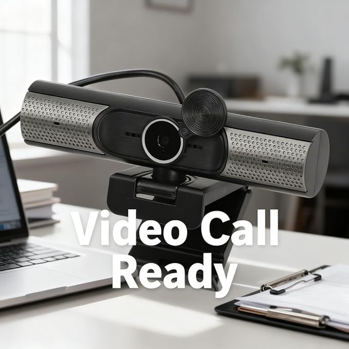 PC Webcam with Microphone 2K 30fps Auto Focus USB Computer Web Camera with Lens Cover - Wide Angle 90 Degree Plug and Play Ideal for Video Conference and Live Streaming