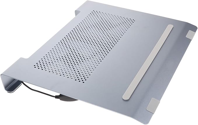 Homoyoyo Aluminum Alloy Laptop Cooler Stand with USB Fan Ventilated Support to 17.3 Inch Notebooks Quiet Gaming Laptop Cooling Pad in Gray for Home and Office Use