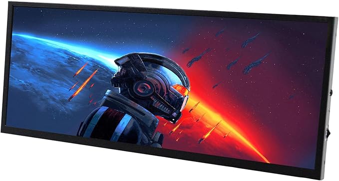 VSDISPLAY 12.3 Inch Touchscreen Monitor 1920x720 IPS Stretched Bar LCD with Dual Speakers for PC Computer Laptop Secondary Display Monitoring