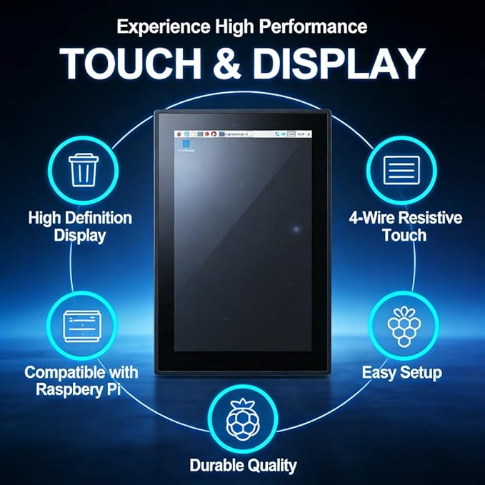5 Inch HDMI LCD Screen with 4 Wire Resistive Touch 800x480 Resolution Tablet Accessory for 3b 4B - Easy Installation High Definition Display Versatile Use
