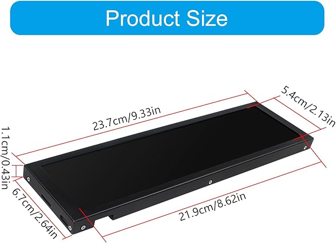 8.8Inch LCD 1920x480 Computer Monitor Chassis Sub-Screen Aluminum Case Real Time Data Tracking Aluminum Alloy Computer Monitor