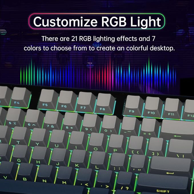 DELUX KM87PRO 80% Wireless Mechanical Gaming Keyboard 87 Swappable Keys Customizable TKL Keyboard Side Printed PBT Keycaps Pre-Lubed Linear Switches RGB Backlit 2.4GHz/BT5.0/Wired for PC Laptop