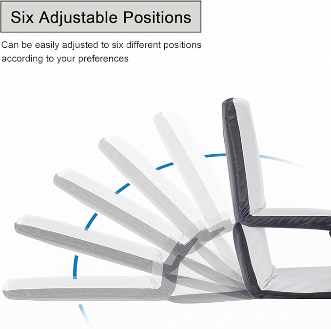 Folding Floor Gaming ChairAdjustable &amp Portable Floor Lazy Sofa Chair with ArmrestBack Support Comfortable Sofa6 Angles Floor Chair for Reading Gaming Meditating (Grey)