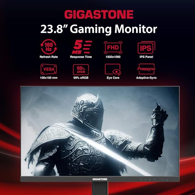 Gigastone 24 inch IPS LED Back Light Gaming Monitor 2-Pack 165Hz FHD 1920 x 1080 178° Wide View Dual Monitor Computer Monitor Built-in Speakers FreeSync Ergonomic Tilt VESA MountDPHDMI