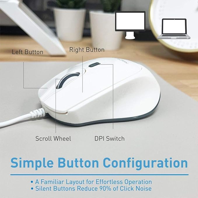Macally USB C Wired Mouse and an Adjustable Vertical Laptop Stand Universally Designed for Any Laptop