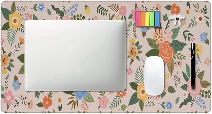 Pastel Pink Green Boho Floral Desk Cover MatExtended Large Mouse PadComputer Laptop Mat Desk Decor for Office Game Home 30x16 Inch
