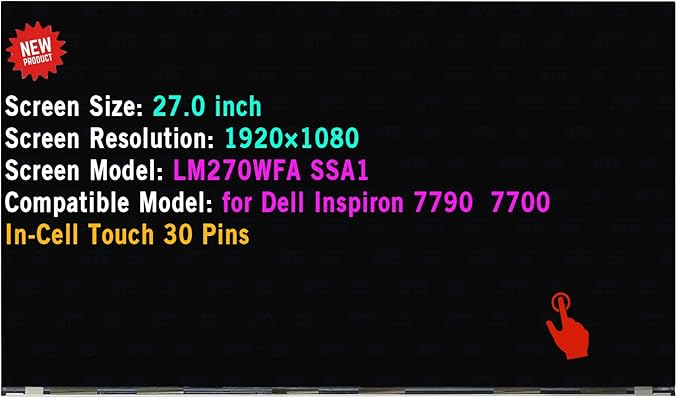Replacement for Dell Inspiron 7700 27 Borderless LCD Screen All in One Touchscreen FHD LM270WFA (SS)(A1) LM270WFA-SSA1 (only for Touch Version)
