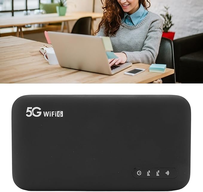 Pomya 5G Mobile Hotspot WiFi 6 Portable Router with SIM Card Slot for Home and Travel Support 16 Devices 6100mAh Battery SIM Not Included