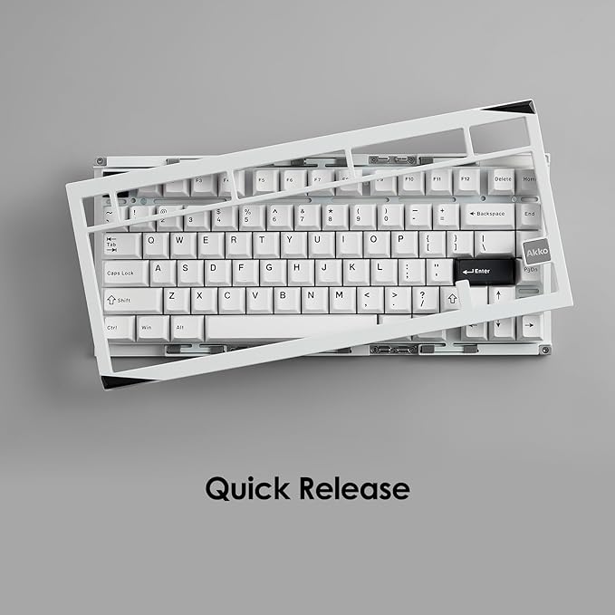 Akko Gem 01 QMK/VIA Aluminum Mechanical Keyboard Tri-Mode RGB Hot-swappable Wireless Gaming Keyboard Black on White Pre-lubed Stellar Rose Switch
