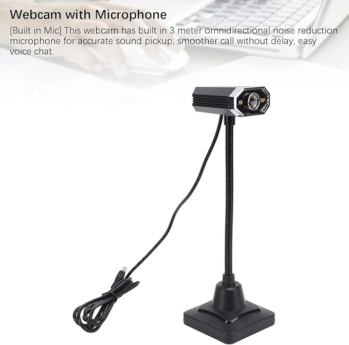 EBTOOLS USB Webcam 720P Plug and Play Computer Camera with Microphone Wide Compatibility Clear Image Transfer Flexible Design
