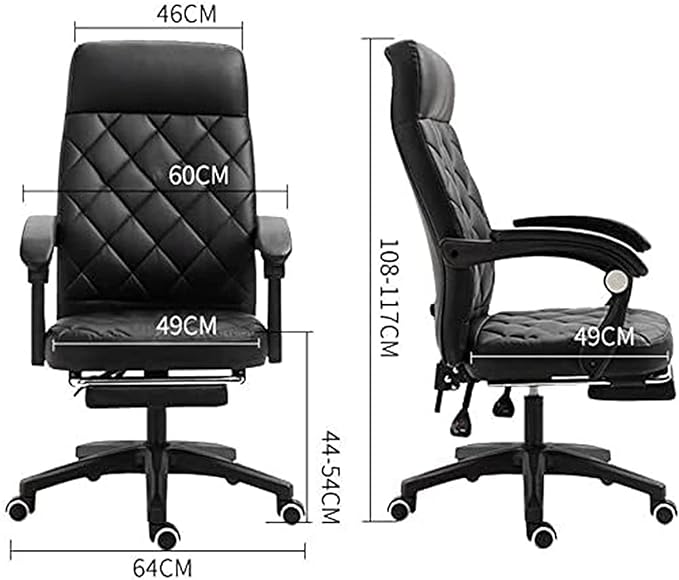 Office Recliner Office Chair Computer Table and Chair PU Leather Game Chair Lunch Break High Back Ergonomic Racing Chair Chair (Color:Black)